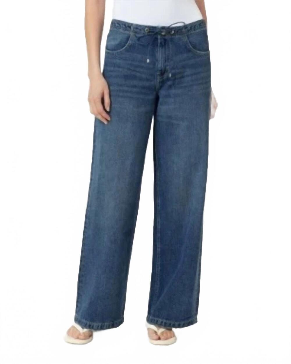 NEW HABITUAL lia drawstring wide leg jeans in blue